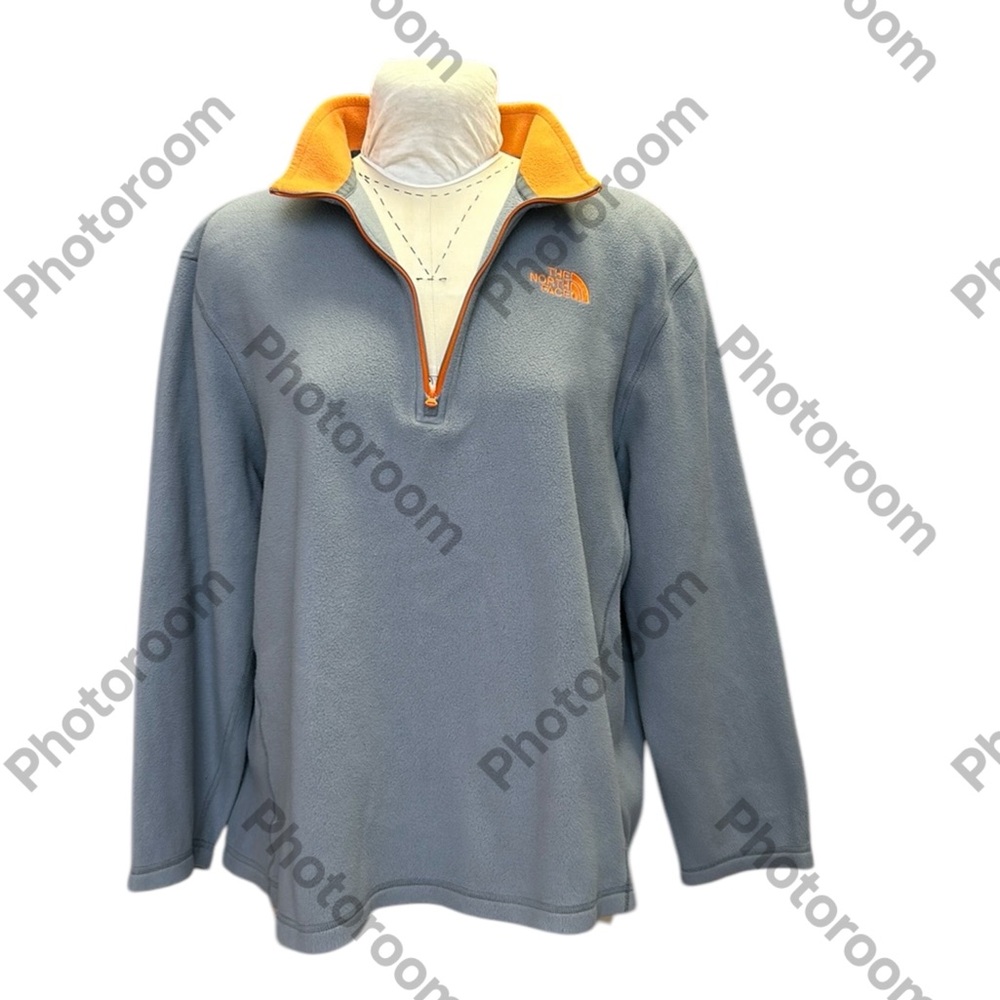 The North Face Men’s Gray/Orange Quarter-Zip Fleece Pullover Sweater Hiking XXL
